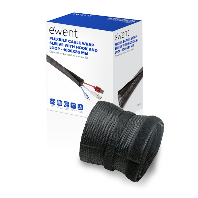 EW1557 | Flexible Cable Wrap Sleeve wiith Hook and Loop, 1000x85mm | Ewent | distributori informatica