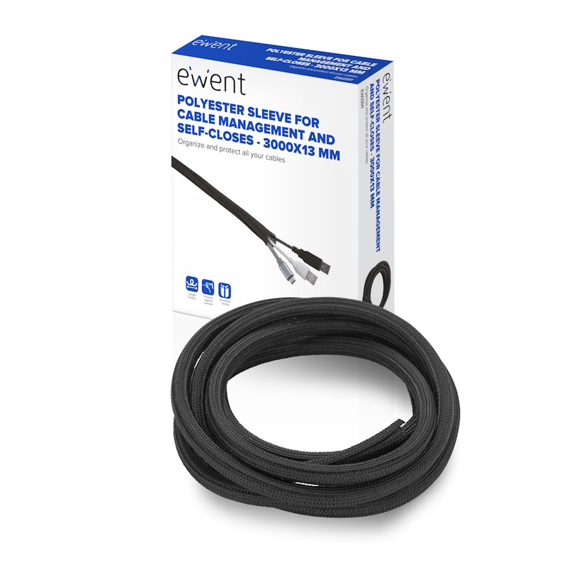 EW1561 | Polyester sleeve for cable management, self-closes 8000x13mm | Ewent | distributori informatica