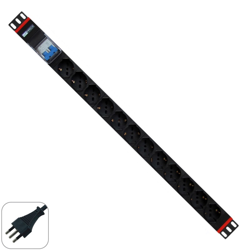 WPN-PDU-I02-12 | 19" RACK PDU MIT 12 SCHUKO-STECKDOSEN, ITALIAN-STECKER | WP Rack | distributori informatica