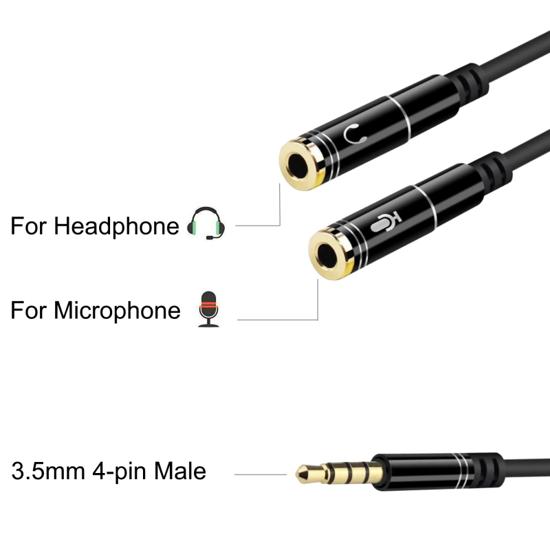 EC1641 | Audio adapter Jack 3.5/M 4pins - 2xJack 3.5/F 3pins, 0,30m | Ewent | distributori informatica