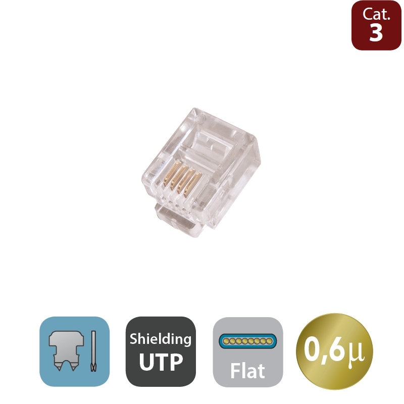 WPC-MDP-642-3U-F06 | MODULAR STECKER, FLACHBANDKABEL, 6P4C, UNGESCHIRMT | WP Cabling | distributori informatica