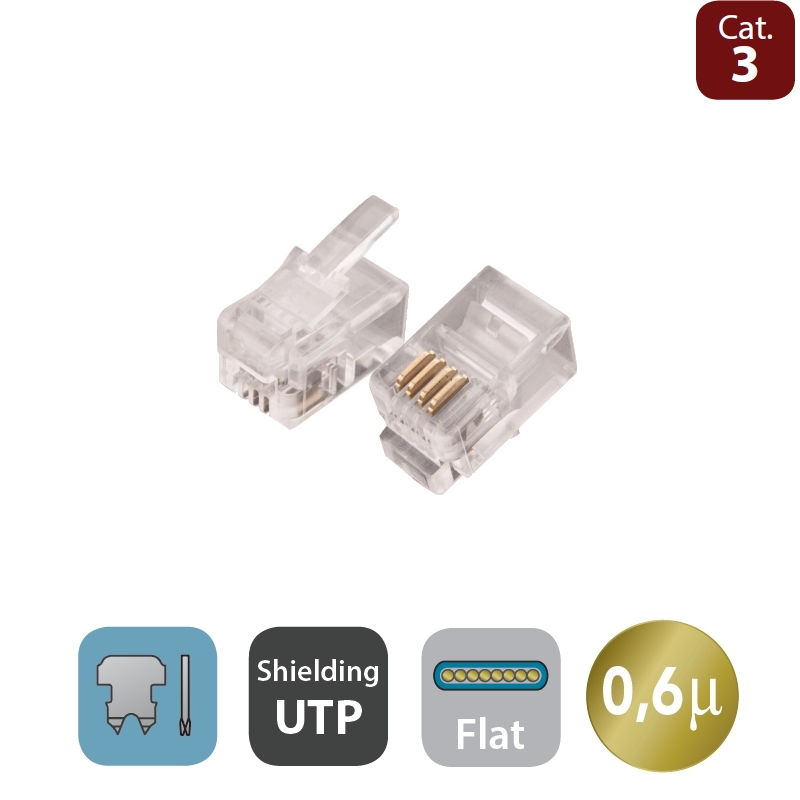 WPC-MDP-442-3U-F06 | MODULAR STECKER, FLACHBANDKABEL, 4P4C, UNGESCHIRMT | WP Cabling | distributori informatica