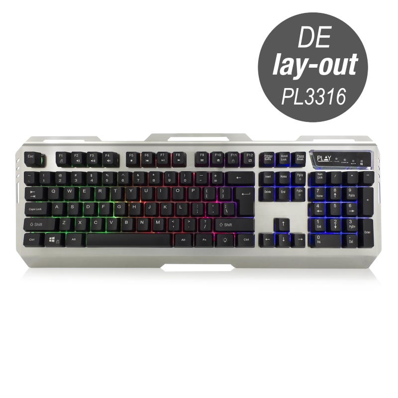 PL3316 | Beleuchtete Metall-Gamingtastatur, DE-Layout | Ewent | distributori informatica