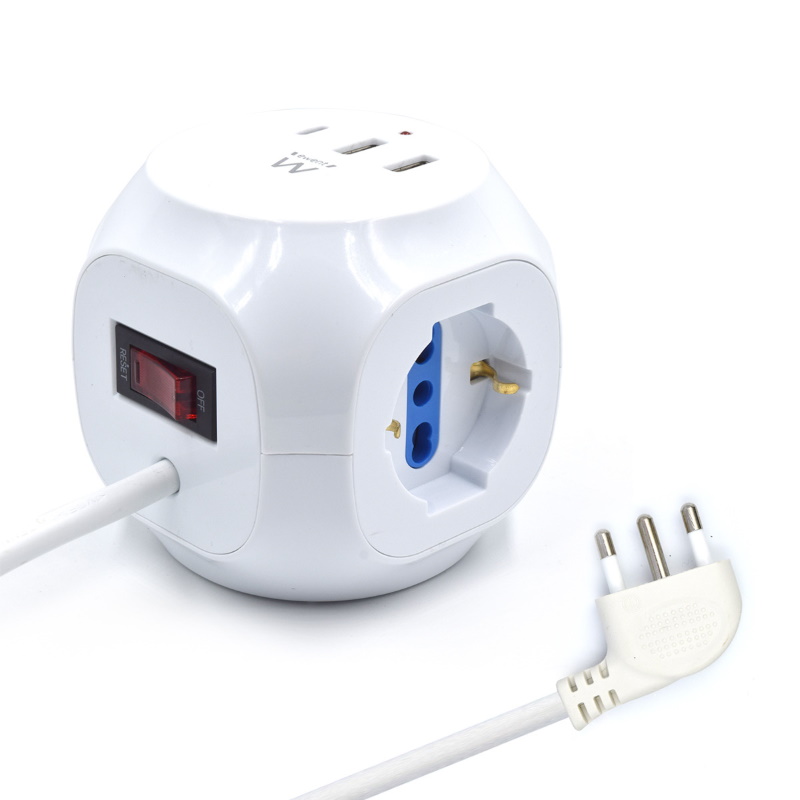 EW3860 | Cube-shaped design Power strip 3-way with 2 Usb and 1 Usb-C | Ewent | distributori informatica