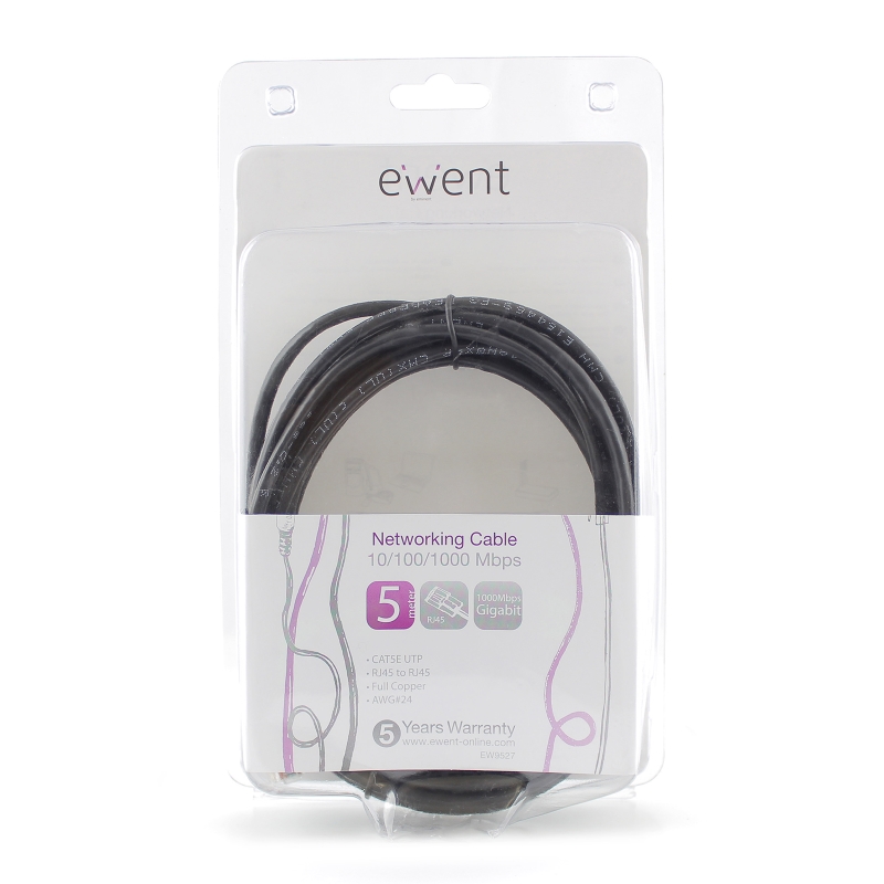 EW9527 | Patch cable CAT. 5e UTP 5.0m color black | Ewent | distributori informatica