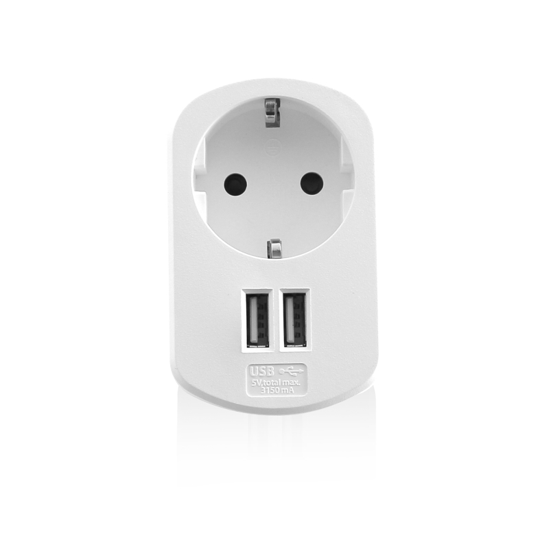 EW1211 | 2-Port USB Charger 3.1A with power socket | Ewent | distributori informatica