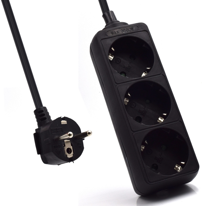 EW3959 | Power Strip 3x outlets black | Ewent | distributori informatica