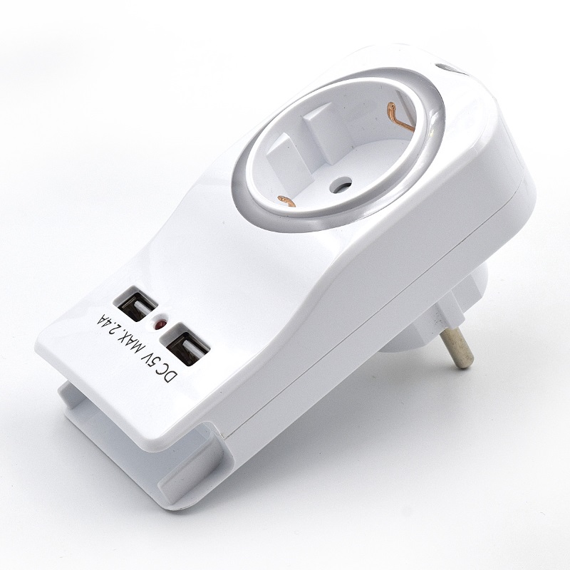 OM13030 | Wall adapter 1 outlet Schuko 16A with night light | OEM | distributori informatica