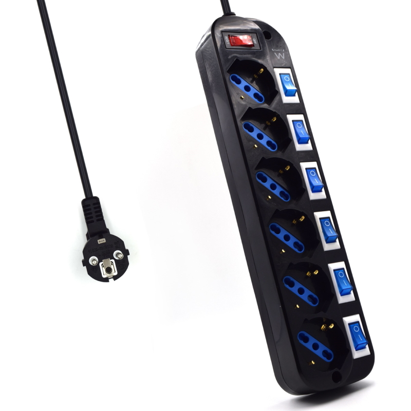 EW3851 | 6-Way Power Strip, with overload protection | Ewent | distributori informatica