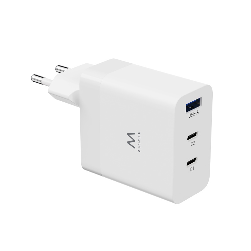 EW1323 | USB-C 3 ports Fast Charger 65W for Laptop, MacBook, iPhone | Ewent | distributori informatica