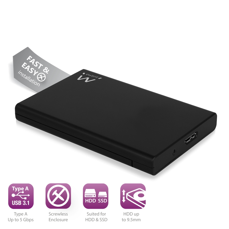 EW7044 | USB 3.2 Gen1Screwless 2.5 inch SATA HDD/SSD enclosure | Ewent | distributori informatica