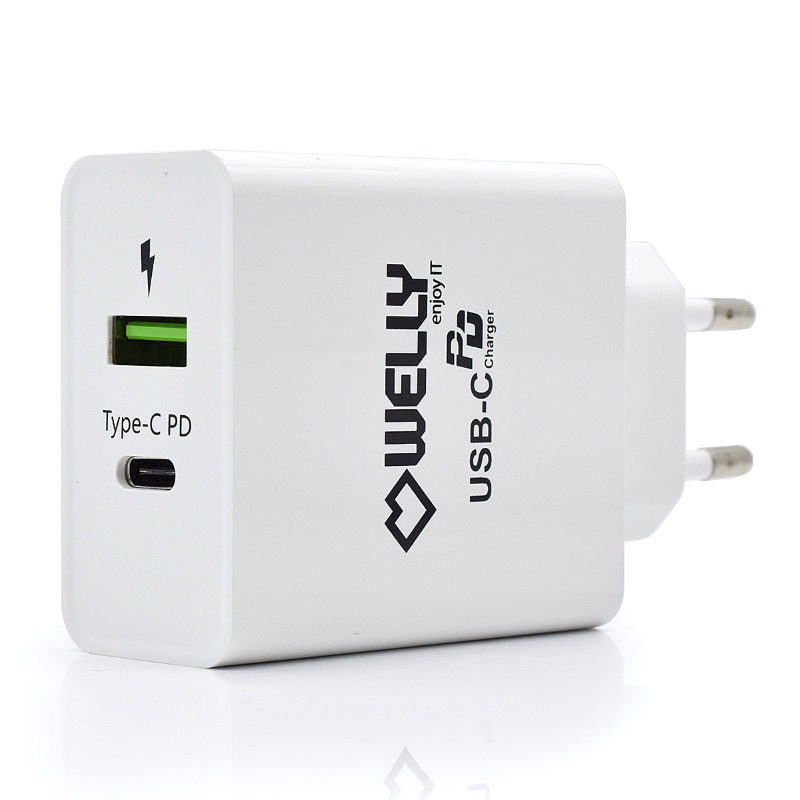 WY11100 | Caricatore da Casa Type-C PD con Quick Charge 3.0 | Welly Pro | distributori informatica