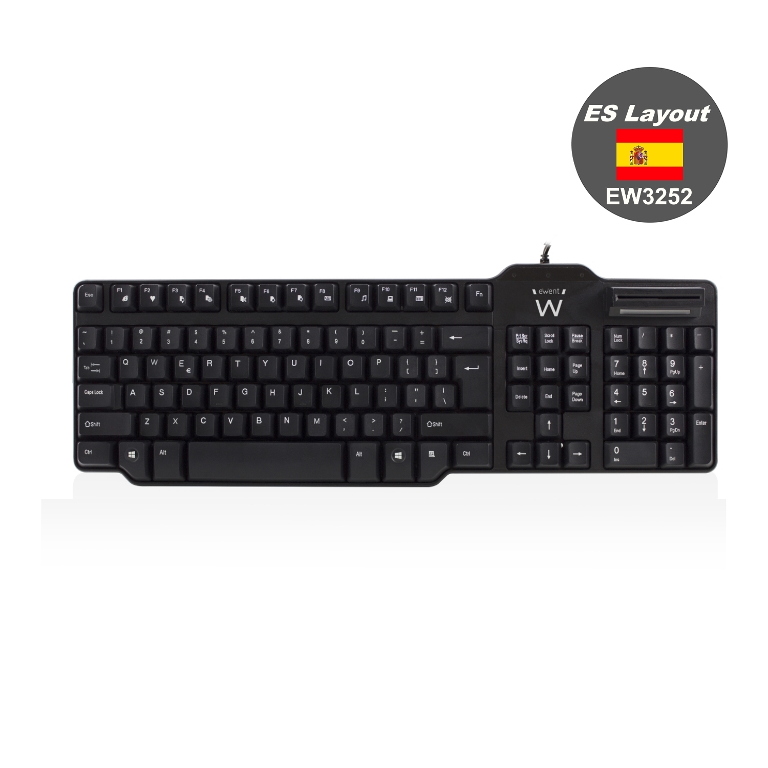 EW3252 | Tastiera USB con lettore di Smart Card  (ES Layout) | Ewent | distributori informatica