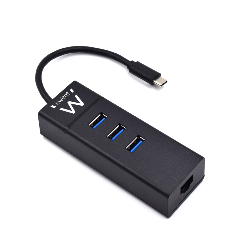 EW1141 | Hub 3 Porte USB 3.1 Gen1 (USB 3.0) Type C con porta LAN Giga | Ewent | distributori informatica