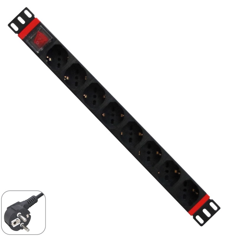 WPNPDUG0108 | MULTIPRESA RACK 19" 8 X ITA/SCHUKO SPINA SCHUKO 16A | WP Rack | distributori informatica