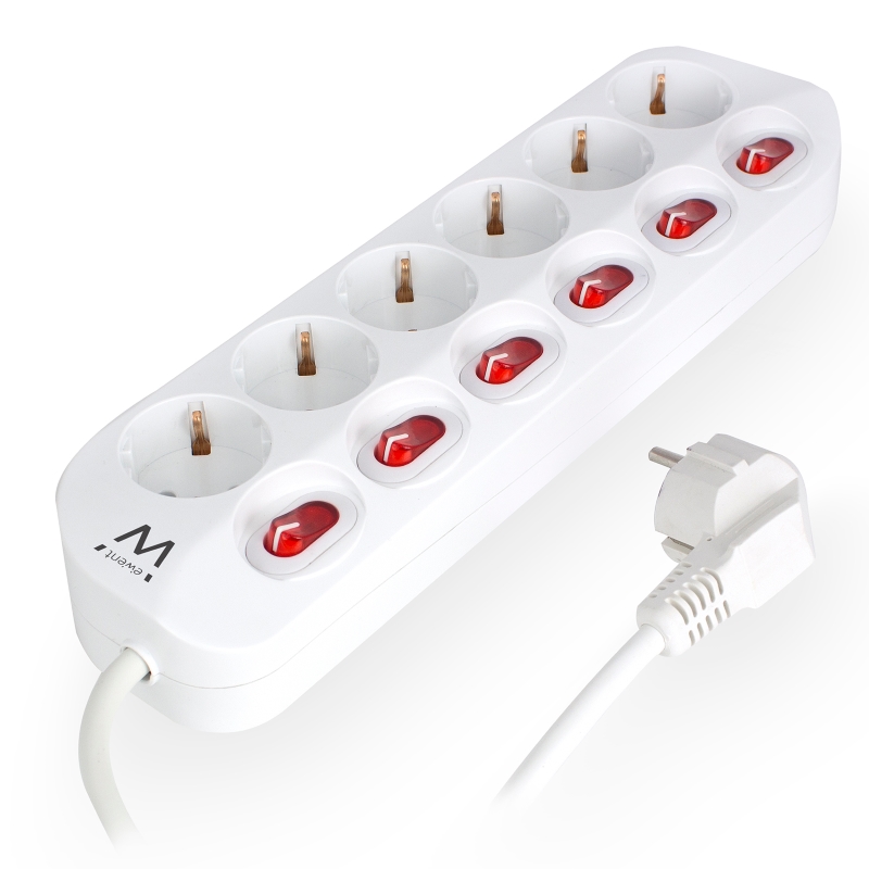 EW3933 | Multipla 6 posizioni,presa Schuko 45&#176;interruttori singo | Ewent | distributori informatica