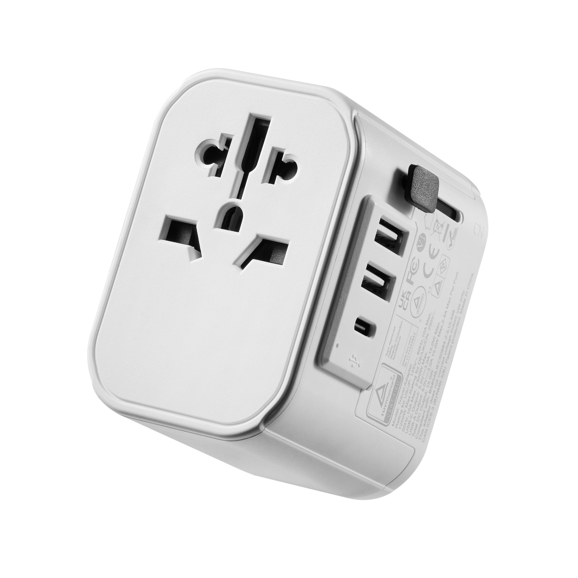 EW1475 | Adattatore universale viaggio US/UK/AU/CH Schuko, 2xUSB-A1xC | Ewent | distributori informatica