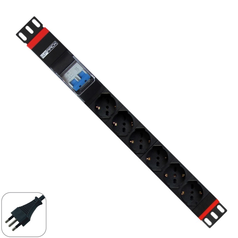 WPNPDUI0206 | MULTIPRESA RACK 19" 6 X ITA/SCHUKO CON MAGNETOTERMICO | WP Rack | distributori informatica