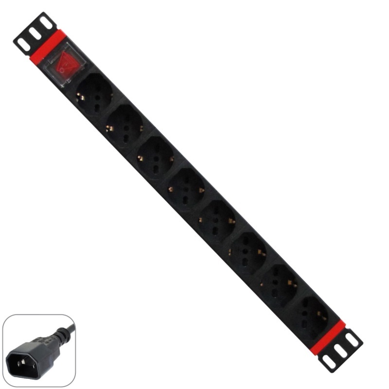 WPN-PDU-C01-08 | MULTIPRESA RACK 19" 8 X ITA/SCHUKO SPINA C14 (VDE) | WP Rack | distributori informatica