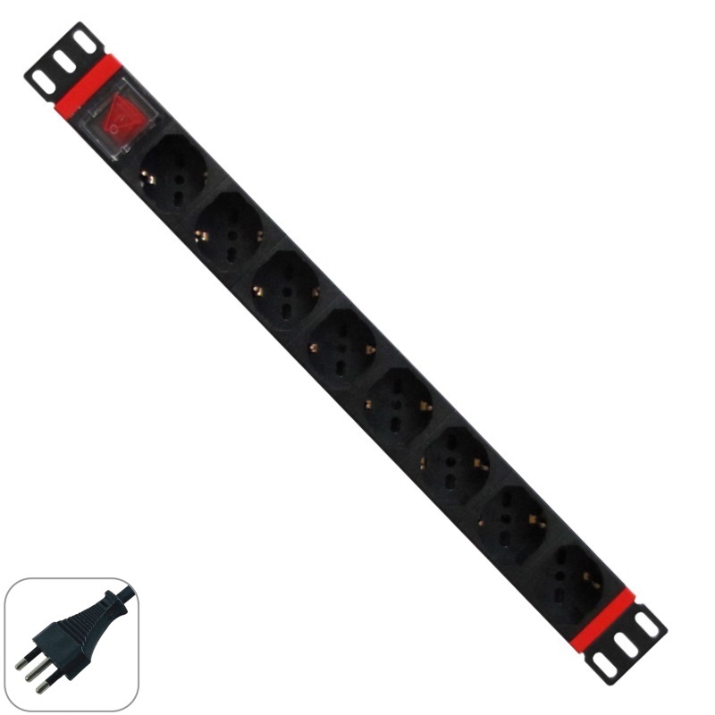 WPNPDUI0108 | MULTIPRESA RACK 19" 8 X ITA/SCHUKO SPINA ITALIANA 16A | WP Rack | distributori informatica