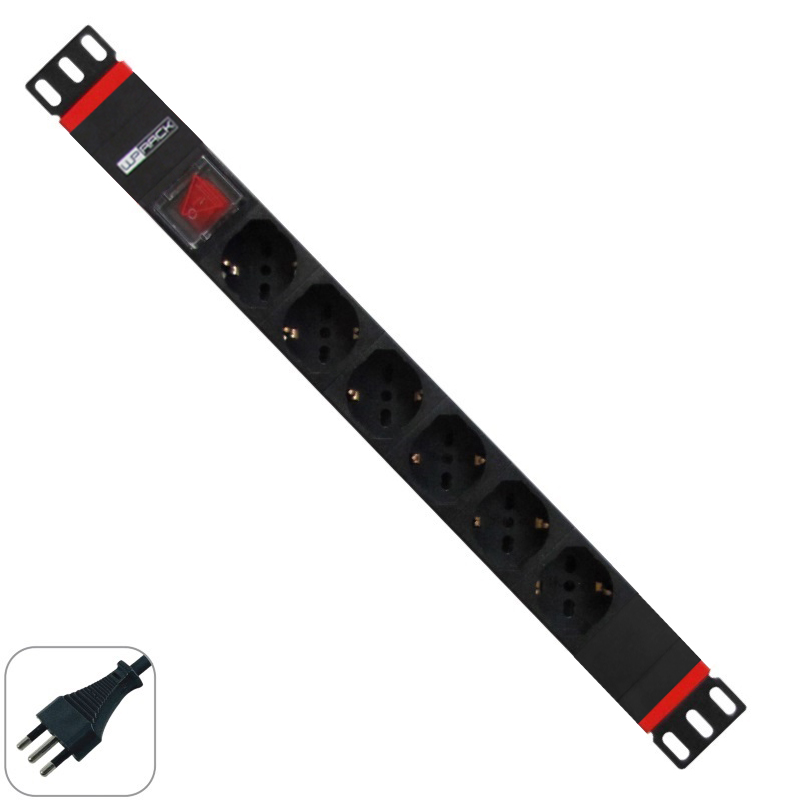 WPN-PDU-I01-06 | MULTIPRESA RACK 19" 6 X ITA/SCHUKO SPINA ITALIANA 16A | WP Rack | distributori informatica