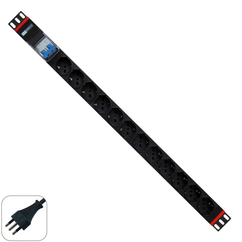 WPNPDUI0212 | MULTIPRESA RACK 19" 12 X ITA/SCHUKO CON MAGNETOTERMICO | WP Rack | distributori informatica
