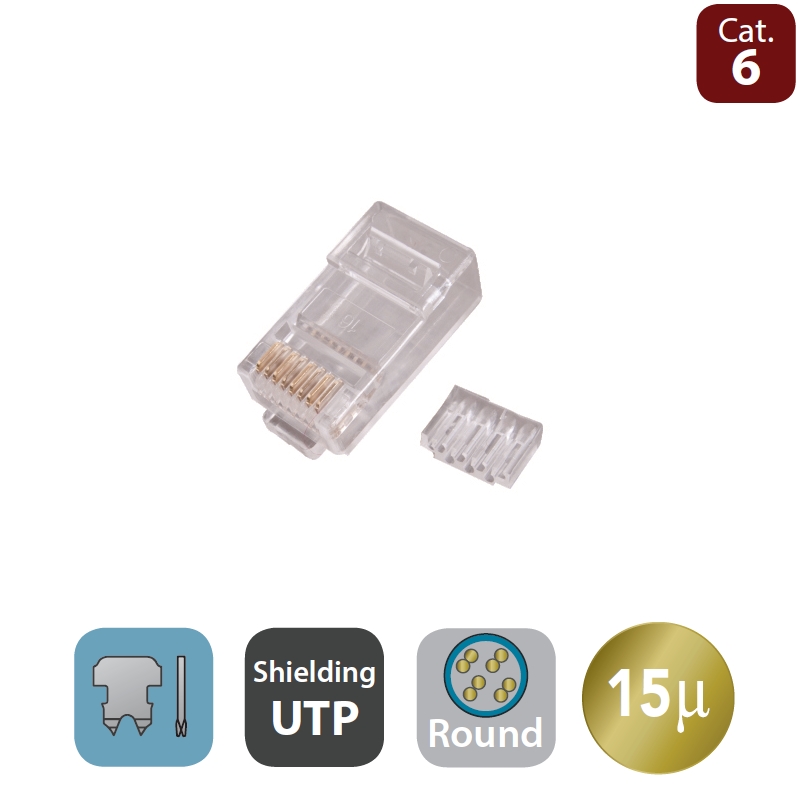 WPCMDP8826UR15 | PLUG CAT.6 RJ45 UTP PER CAVO TONDO FLESSIBILE | WP Cabling | distributori informatica