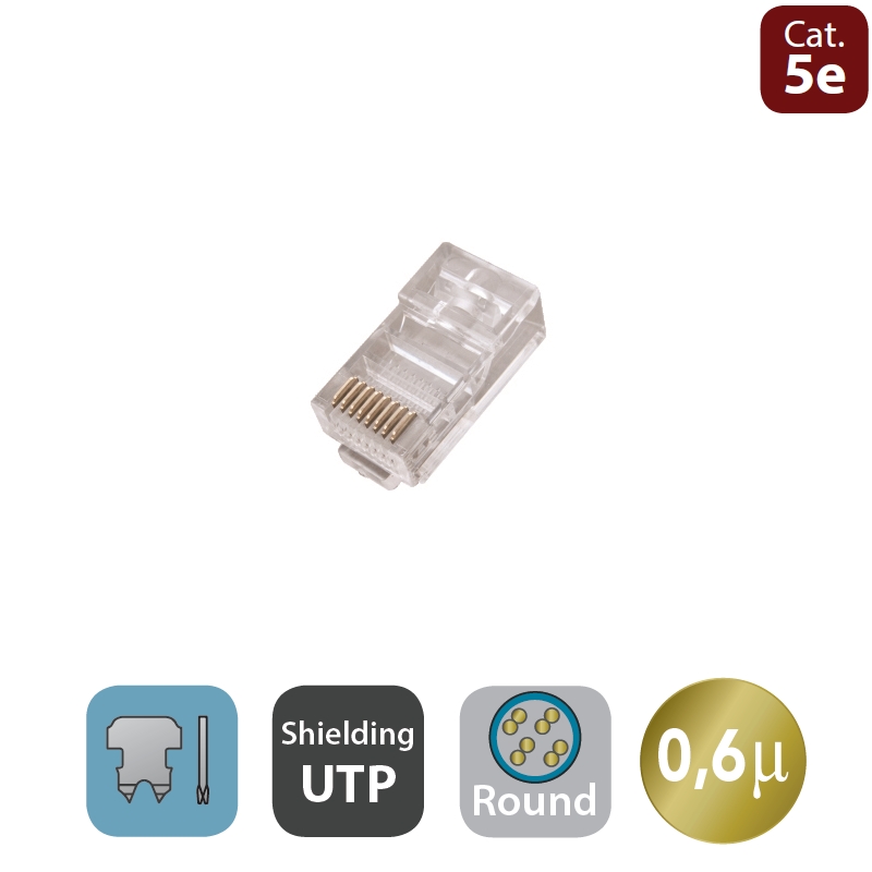 WPCMDP8825UR06 | PLUG CAT.5e RJ45 UTP PER CAVO TONDO FLESSIBILE | WP Cabling | distributori informatica