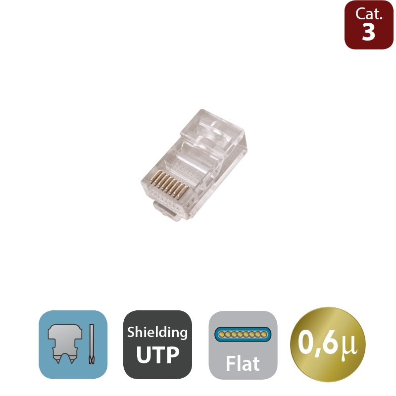 WPCMDP8823UF06 | PLUG TELEFONICO UTP 8P8C PER CAVO PIATTO | WP Cabling | distributori informatica
