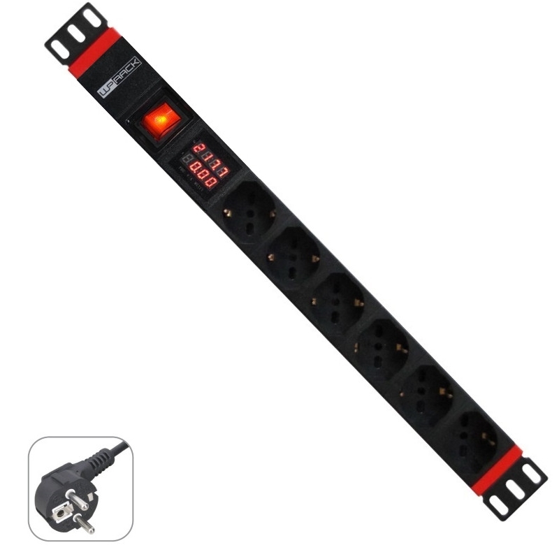 WPNPDUG0306 | MULTIPRESA RACK 19" 6 X ITA/SCHUKO CON MISURATORE DI CORRENT | WP Cabling | distributori informatica
